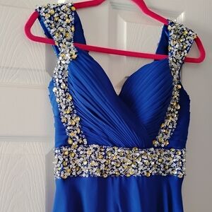 Royal Blue Gown with Embellished Details